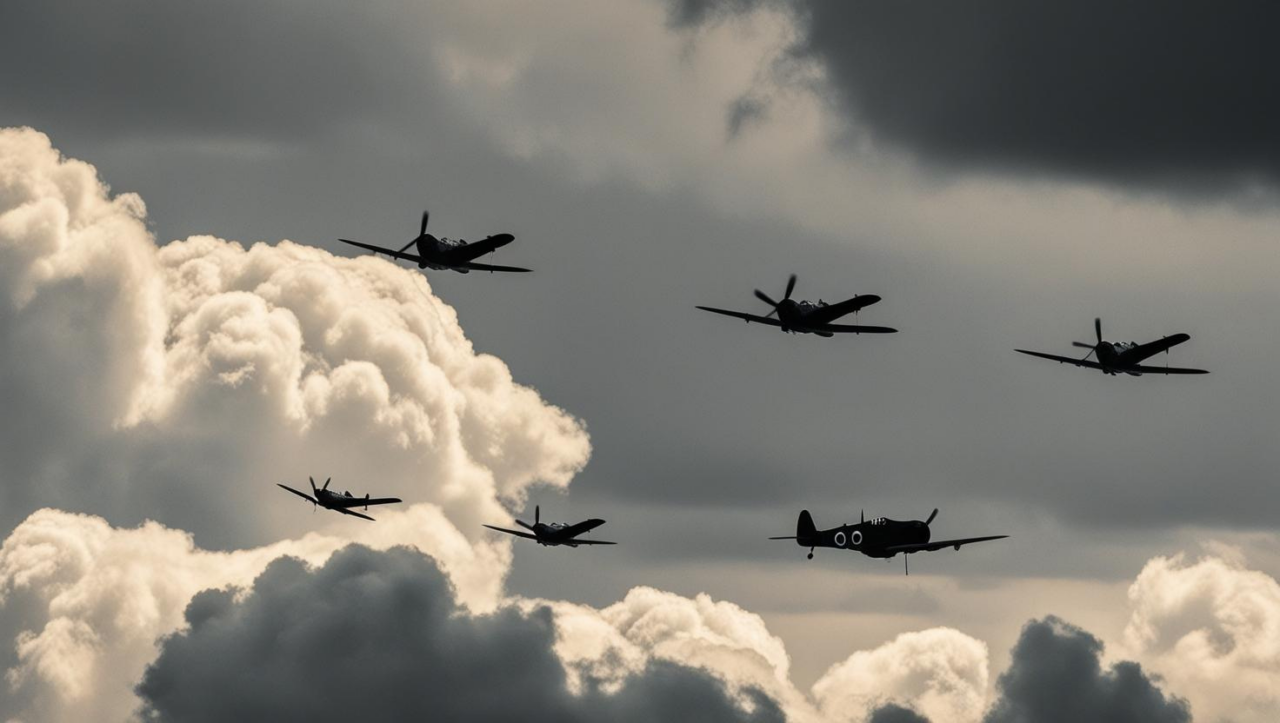 Circling Warplanes representing grief